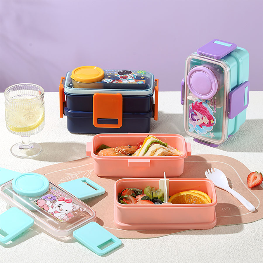 彩光卡通雙層餐盒(700